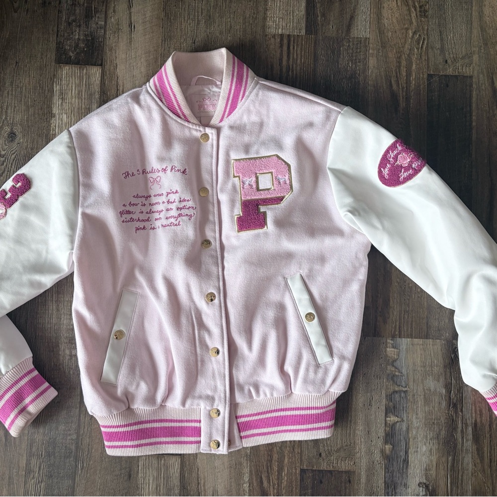 LoveShackFancy x PINK Varsity Jacket Extra Small XS